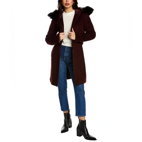 Cole Haan Signature Faux Fur Trim Wool Blend Jacket, BRAND NEW, Size 14, $375 - Picture 7 of 14